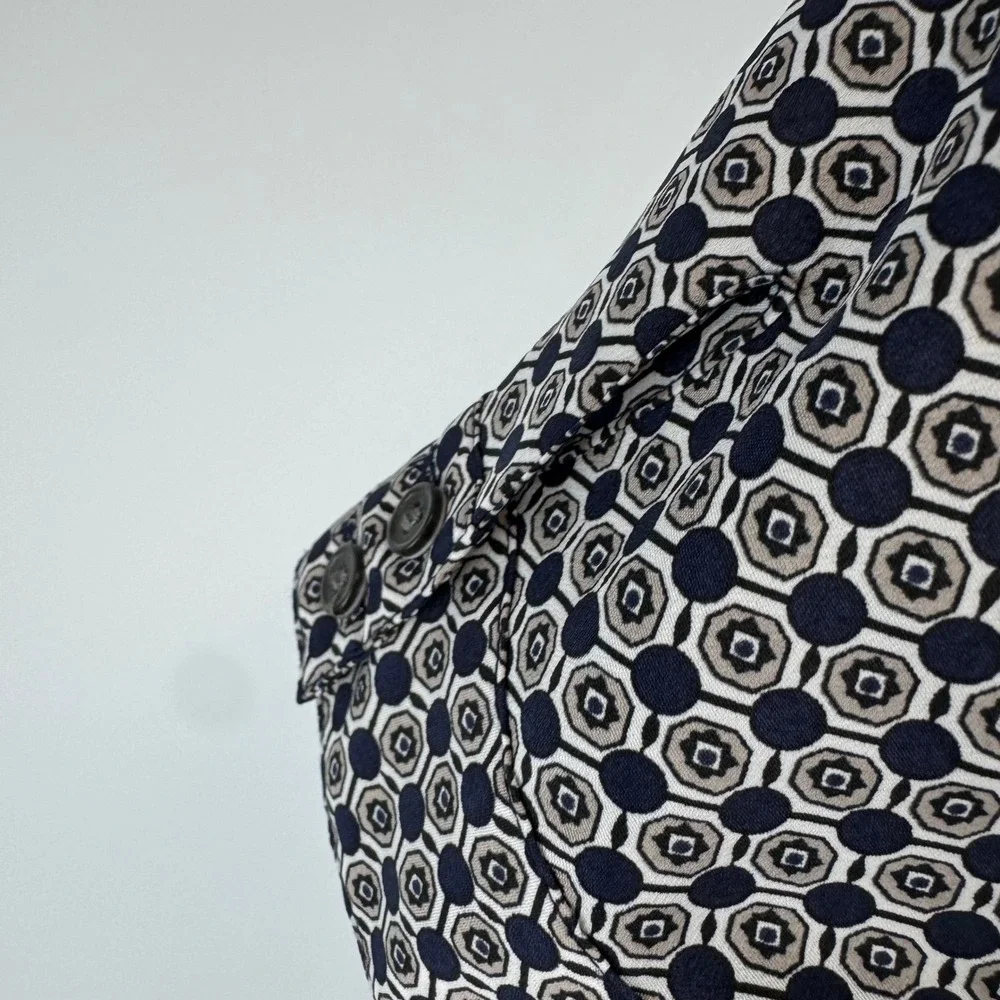 J.Crew Dress Women's 00 Navy Geometric Shirt Dress Sheath‎ Mini